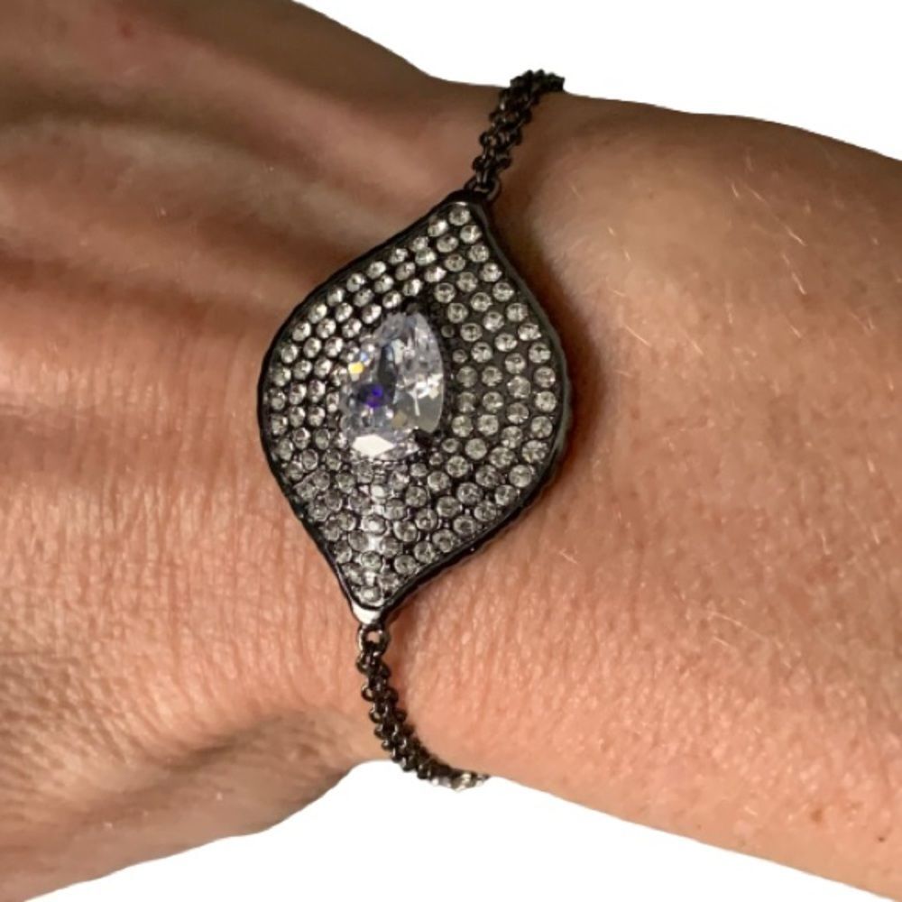QVC x Joan Boyce – Evil Eye Bracelet in Gunmetal with Crystals